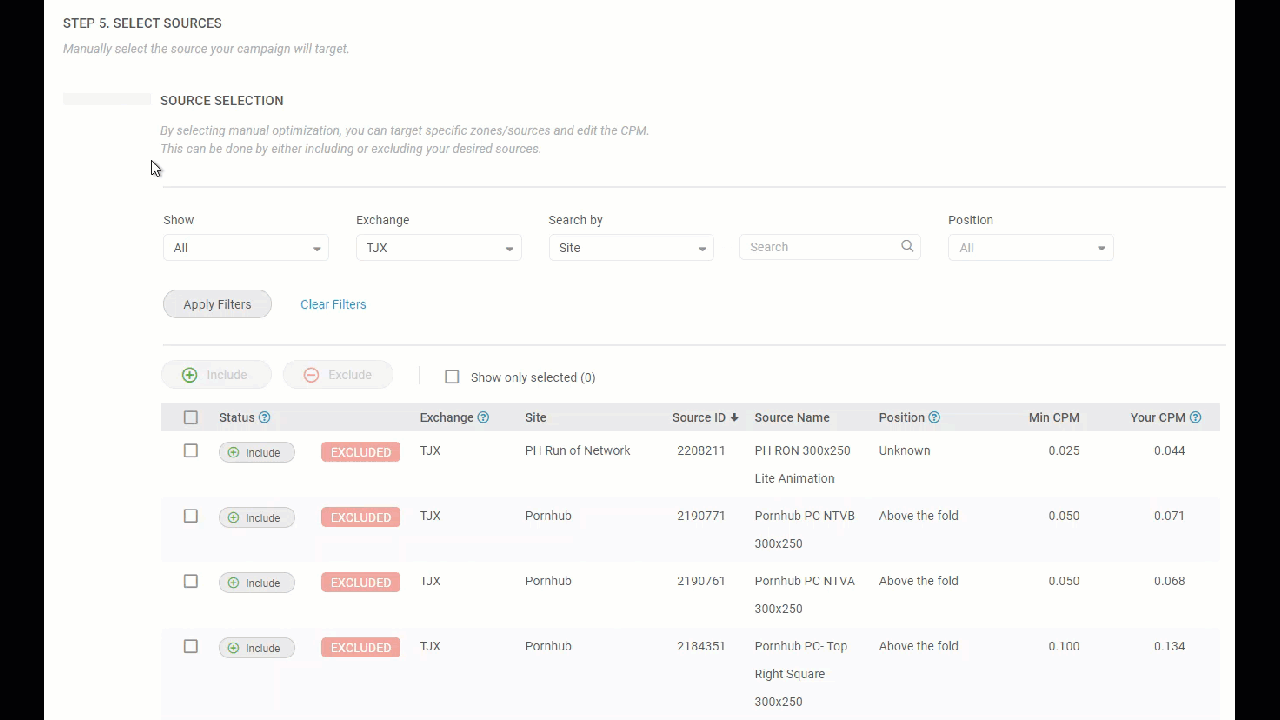 Manual Source selection